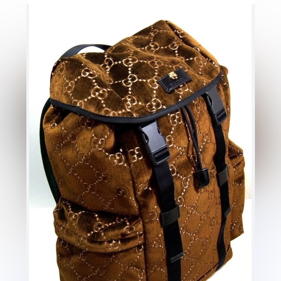Gucci Nylon Backpack Leather Velvet RARE - Picture 2 of 3